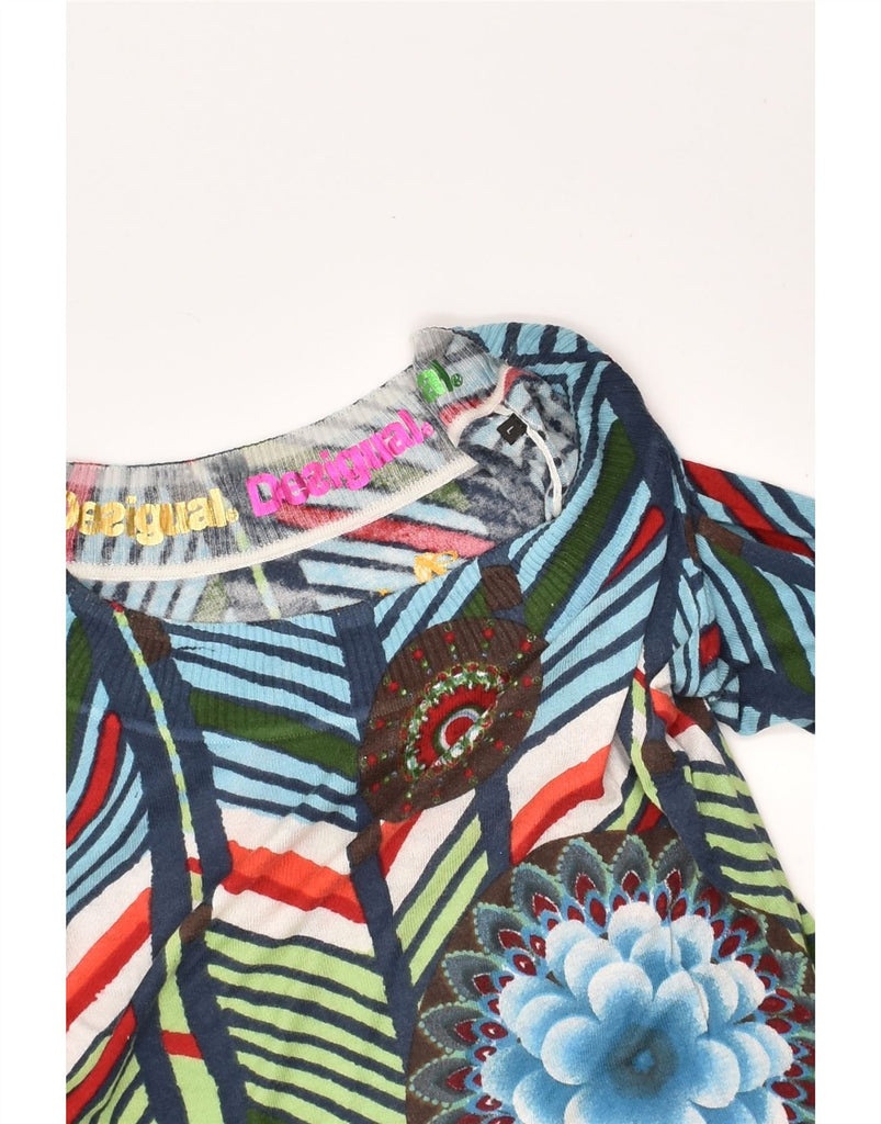 DESIGUAL Womens Boat Neck Jumper Sweater UK 14 Large Multicoloured Striped | Vintage Desigual | Thrift | Second-Hand Desigual | Used Clothing | Messina Hembry 
