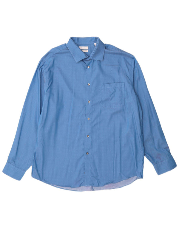 Calvin Klein Mens Regular Fit Shirt Size 17 XL Blue Spotted Cotton