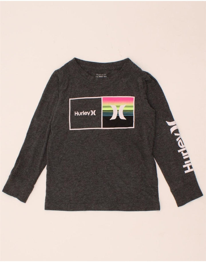 HURLEY Boys Graphic Top Long Sleeve 5-6 Years Medium Grey Cotton Vintage Hurley and Second-Hand Hurley from Messina Hembry 