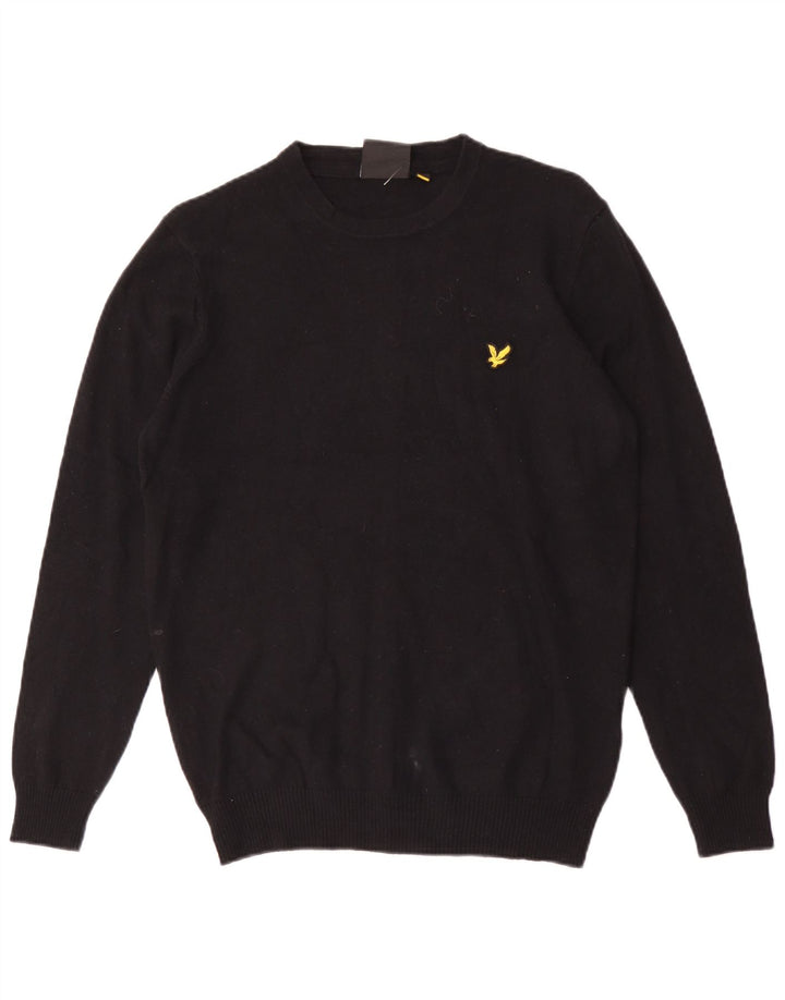 Lyle & Scott Mens Crew Neck Jumper Sweater Medium Black Cotton