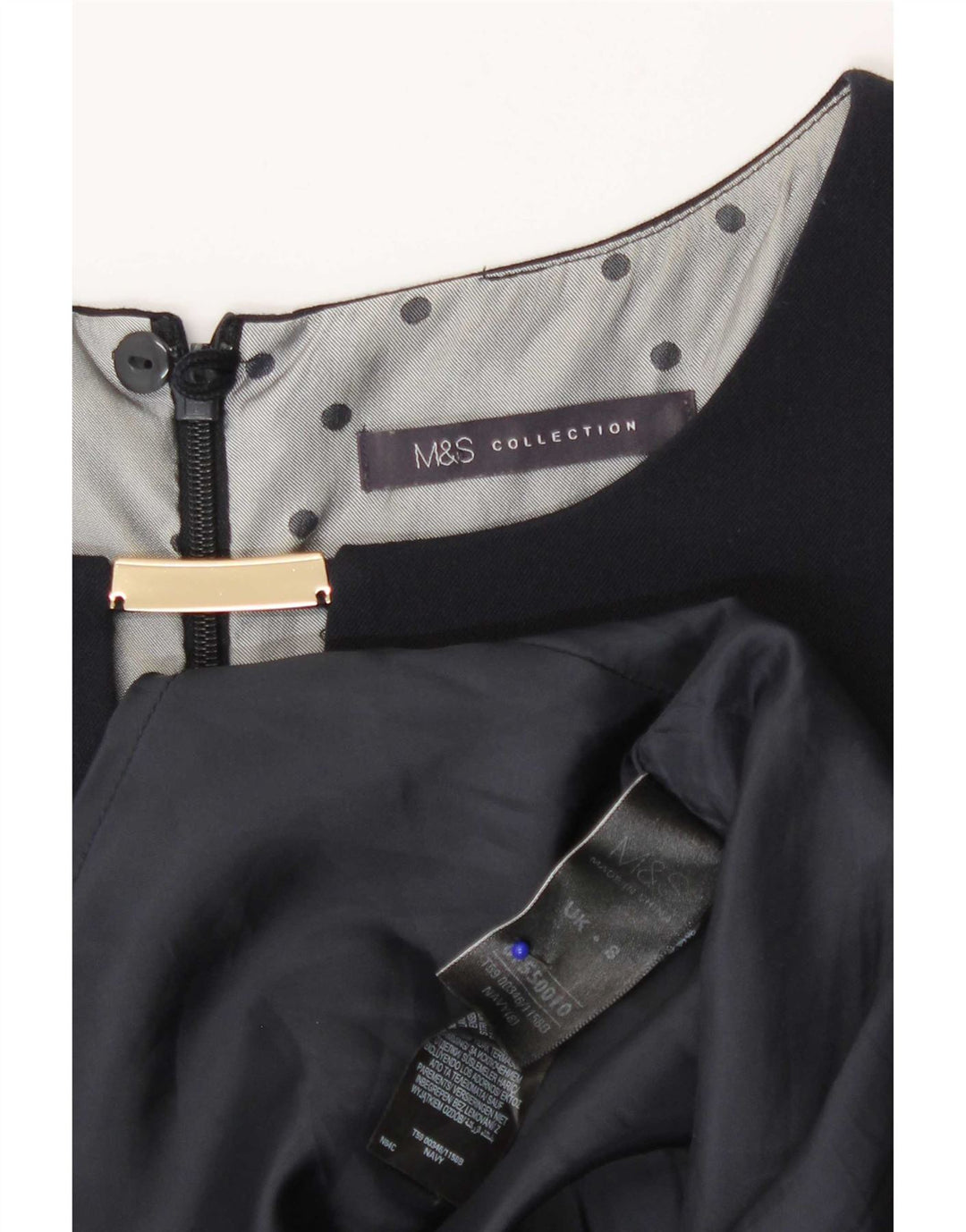 Marks & Spencer Womens Sheath Dress UK 8 Small Navy Blue Polyester