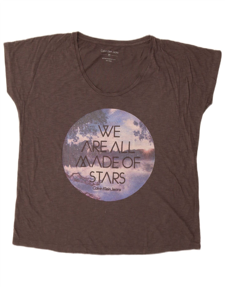 Calvin Klein Jeans Womens Oversized Graphic T-Shirt Top UK 14 Medium Grey