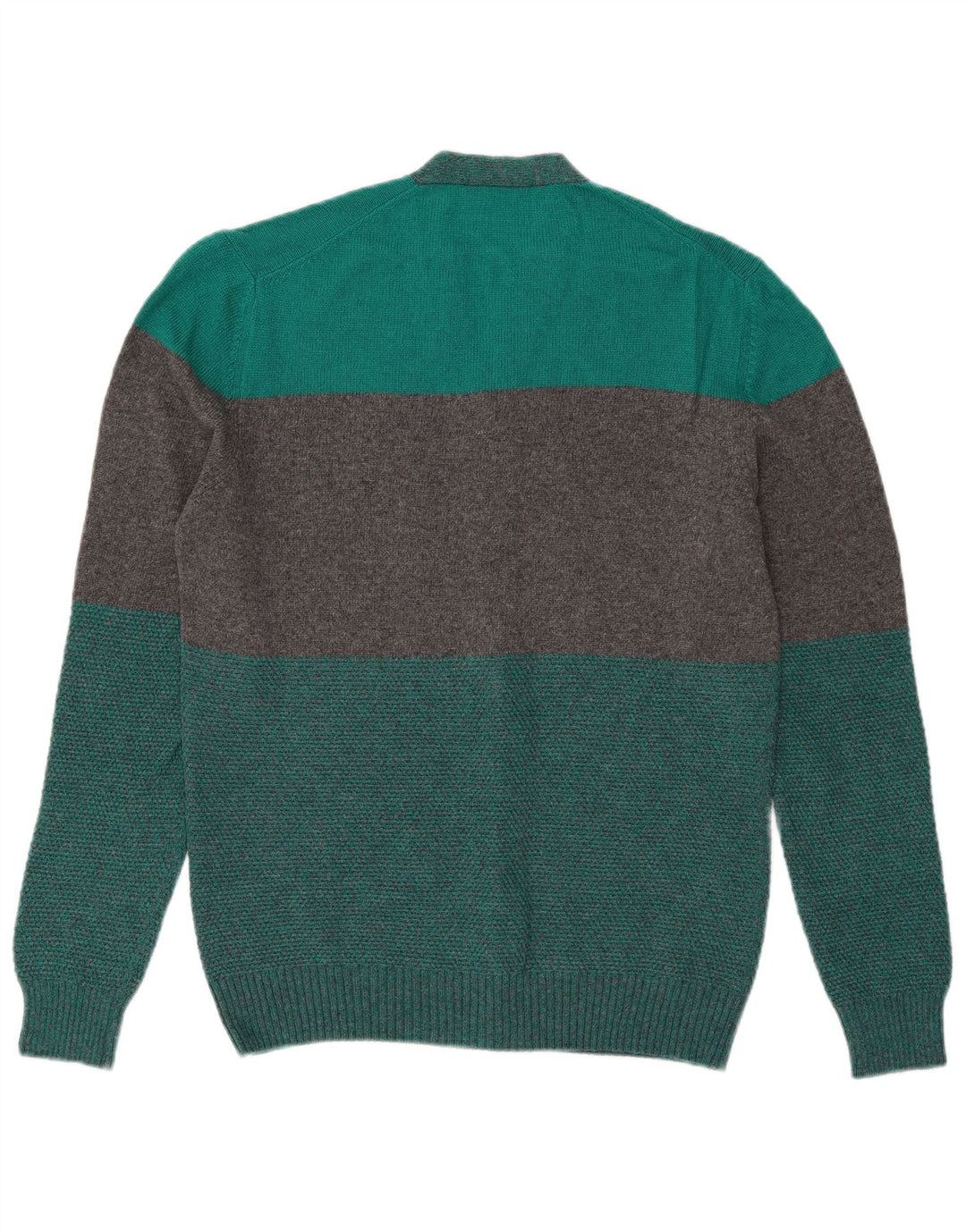 Vintage Mens Cardigan Sweater Medium Green Colourblock