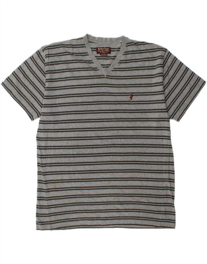 MARLBORO CLASSICS Mens T-Shirt Top 2XL Grey Striped