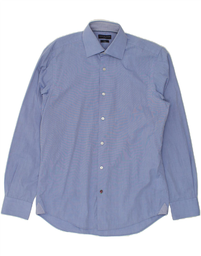 TOMMY HILFIGER Mens Tailored Fitted Shirt Size 37 14 1/2 Small Blue Cotton Vintage Tommy Hilfiger and Second-Hand Tommy Hilfiger from Messina Hembry 