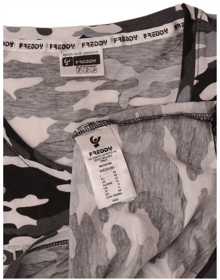 Freddy Womens Graphic Vest Top UK 12 Medium  Grey Camouflage Cotton