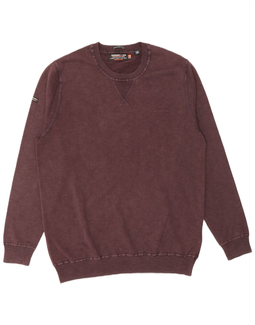 SUPERDRY Mens Crew Neck Jumper Sweater 2XL Burgundy Cotton