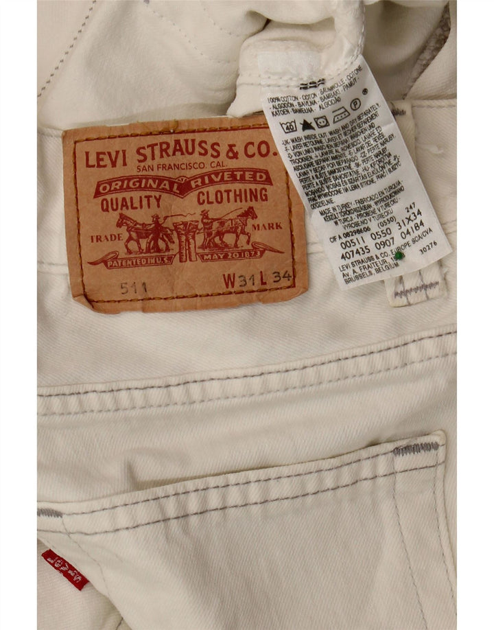 LEVI'S Mens 511 Slim Jeans W31 L34 Off White Cotton