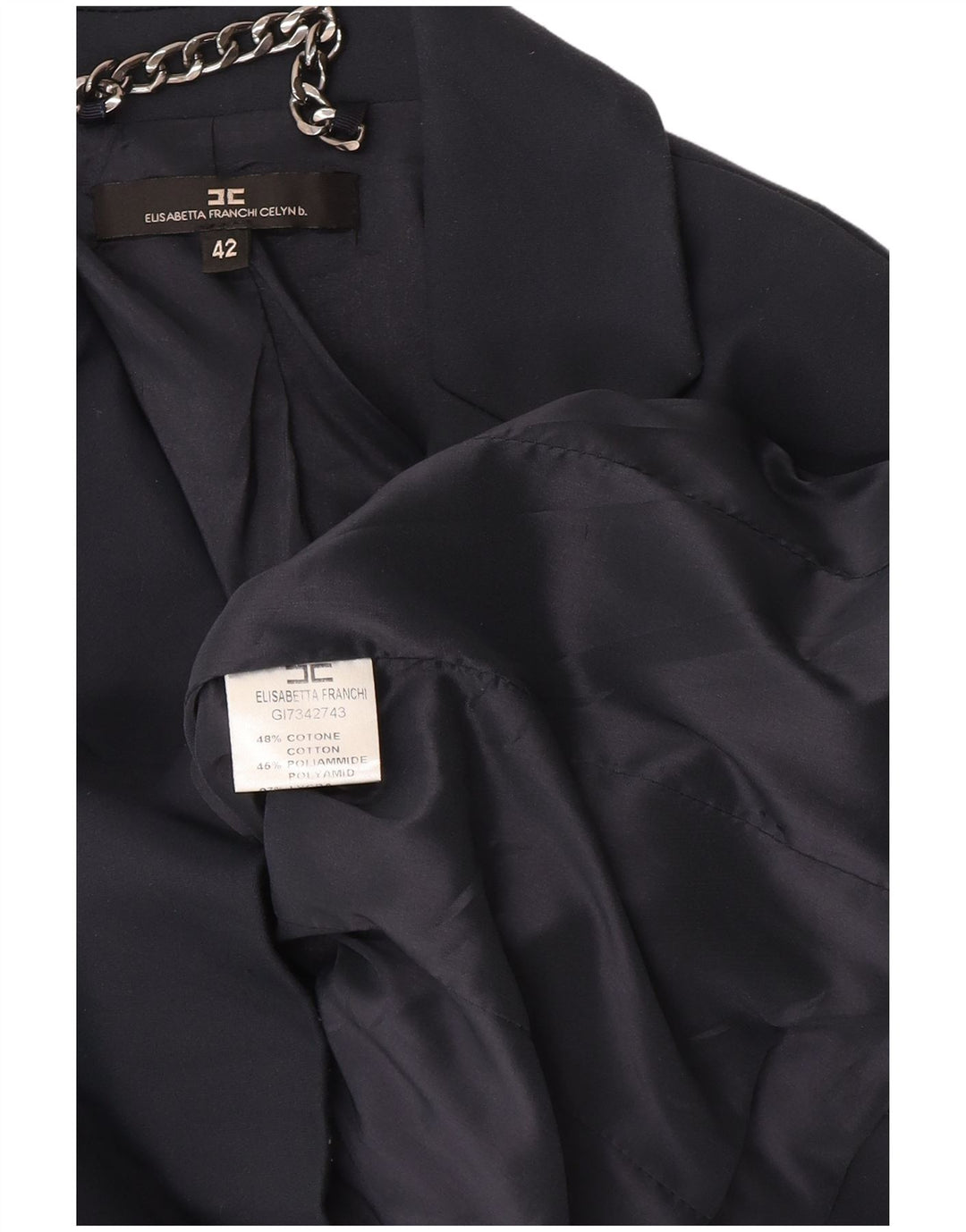 Elisabetta Franchi Womens 2 Button Blazer Jacket IT 42 Medium Navy Blue