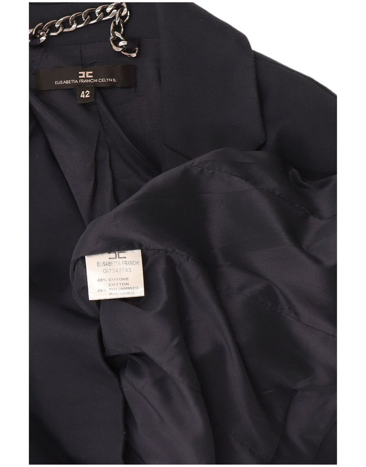 Elisabetta Franchi Womens 2 Button Blazer Jacket IT 42 Medium Navy Blue