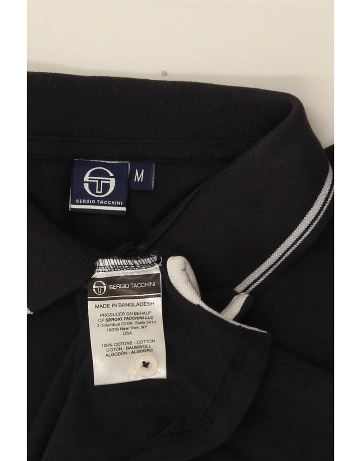 Sergio Tacchini Mens Polo Shirt Medium Navy Blue Cotton