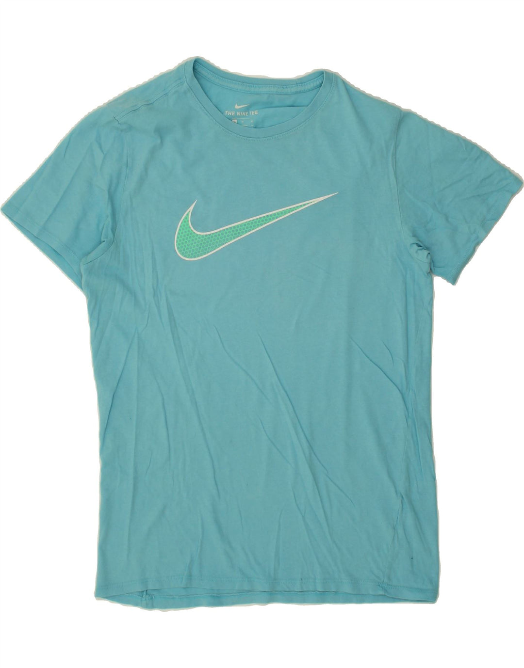 NIKE Womens Athletic Cut Graphic T-Shirt Top UK 14 Medium Turquoise Vintage Nike and Second-Hand Nike from Messina Hembry 