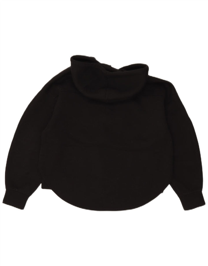 Zara Womens Oversized Zip Hoodie Sweater UK 10 Small Black Polyester