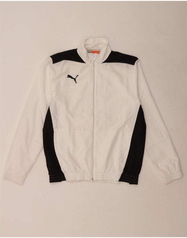 PUMA Boys Tracksuit Top Jacket 15-16 Years White Colourblock Polyester