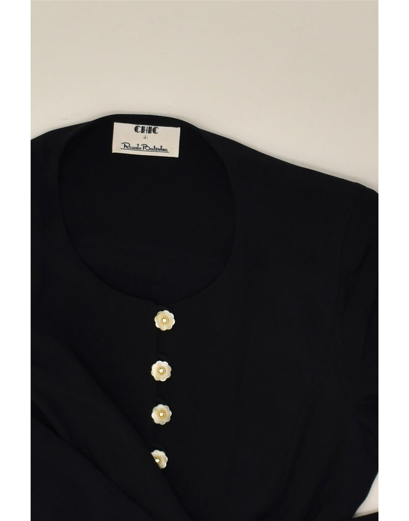 RENATO BALESTRA Womens 9 Button Blazer Jacket UK 14 Large Navy Blue Floral | Vintage Renato Balestra | Thrift | Second-Hand Renato Balestra | Used Clothing | Messina Hembry 