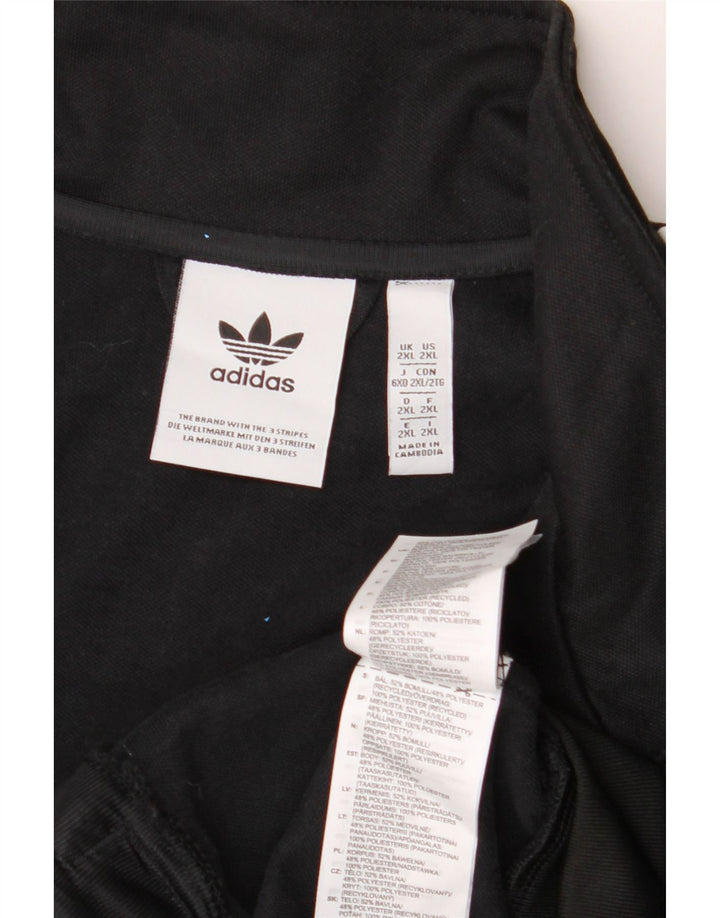 ADIDAS Mens Graphic Tracksuit Top Jacket 2XL Black Colourblock Polyester