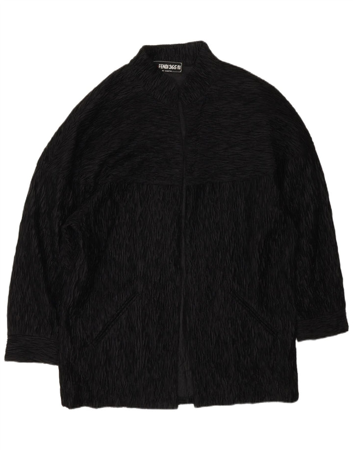 Fendi Womens Open Overcoat UK 18 XL Black