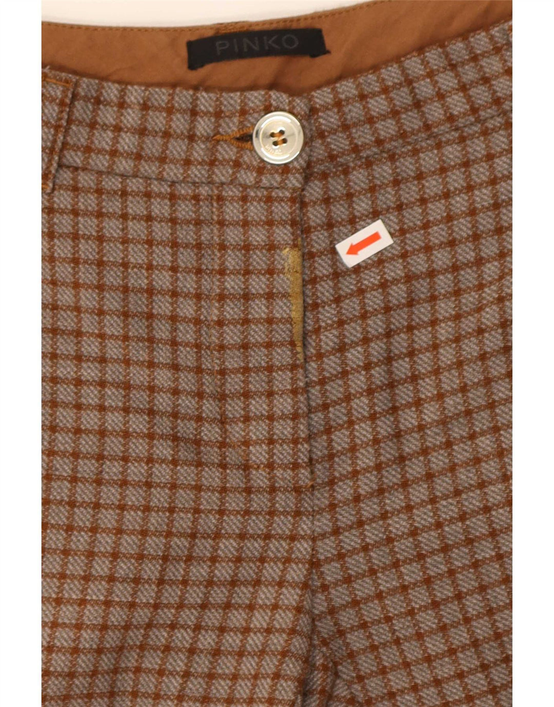 Pinko Womens Slim Chino Trousers W26 L26 Brown Check Polyester