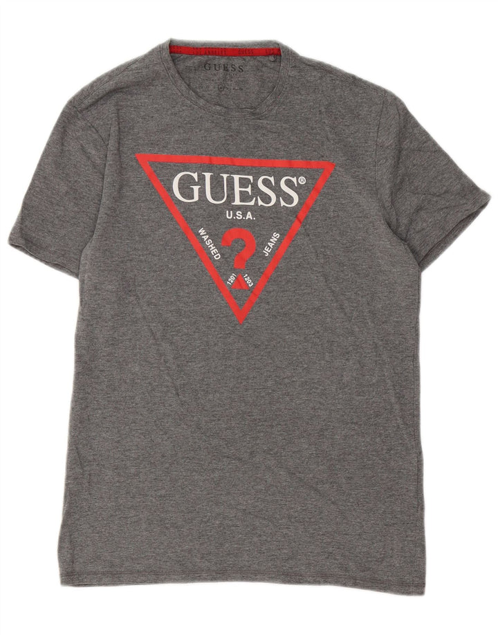 Guess Mens Graphic T-Shirt Top Medium Grey Cotton