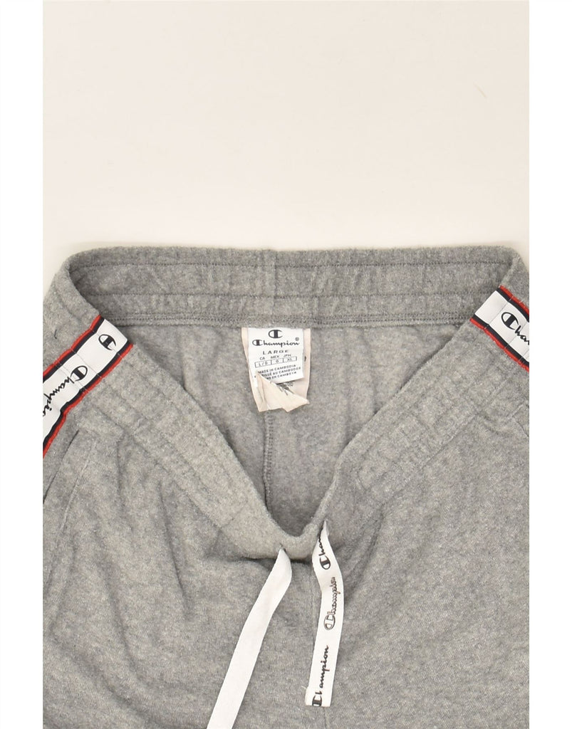 CHAMPION Womens Graphic Sport Shorts UK 14 Large Grey Colourblock Cotton Vintage Champion and Second-Hand Champion from Messina Hembry 