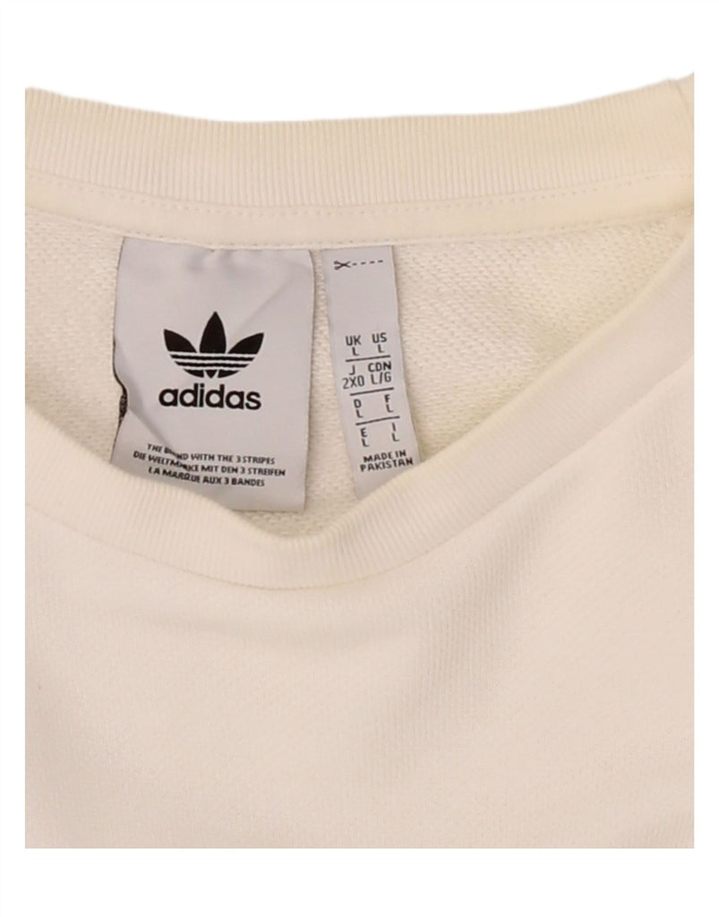 ADIDAS Mens Sweatshirt Jumper Large White Cotton Vintage Adidas and Second-Hand Adidas from Messina Hembry 