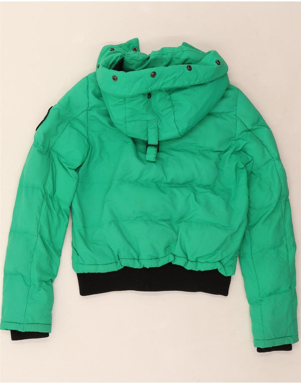 Superdry Womens Hooded Oversized Padded Jacket UK 8 Small Green Colourblock