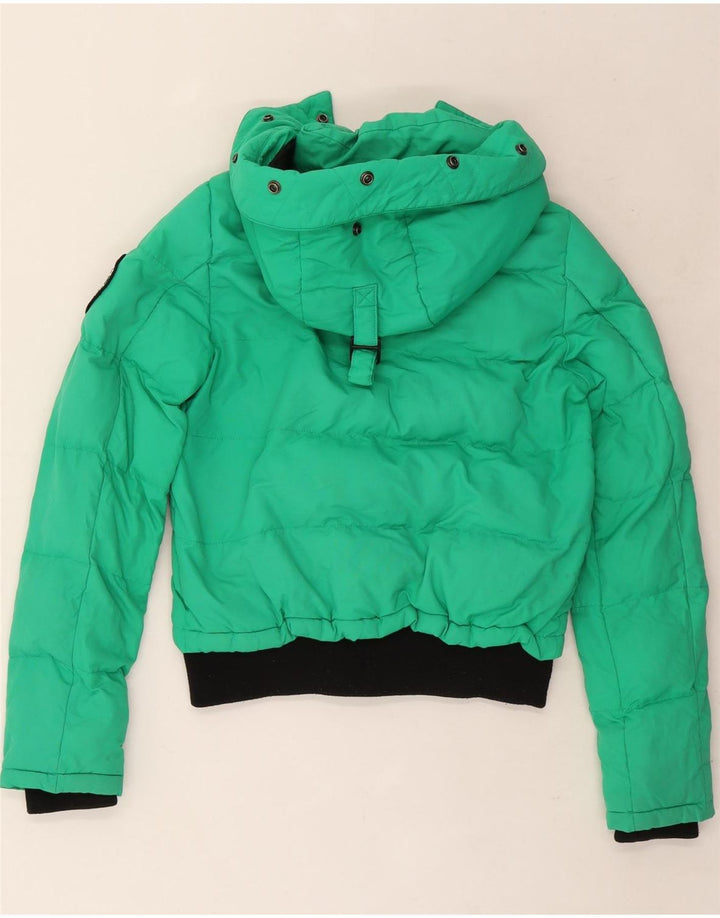 Superdry Womens Hooded Oversized Padded Jacket UK 8 Small Green Colourblock