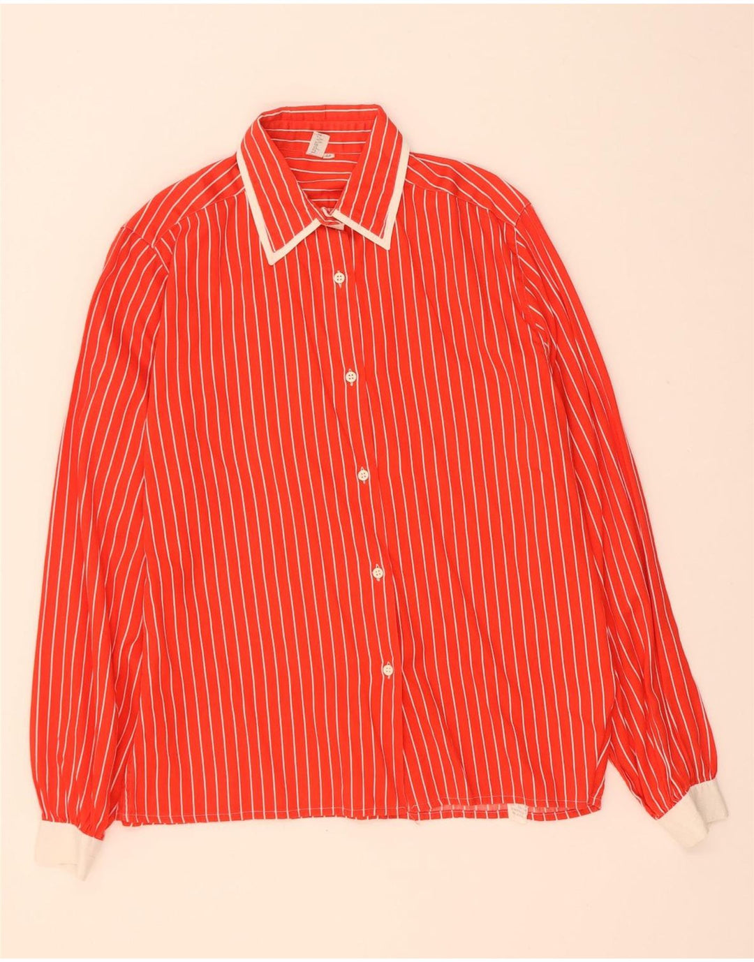 Vintage Womens Shirt IT 44 Medium Red Pinstripe Cotton