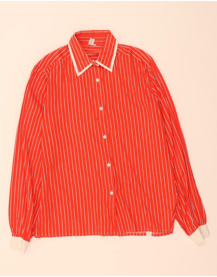 Vintage Womens Shirt IT 44 Medium Red Pinstripe Cotton