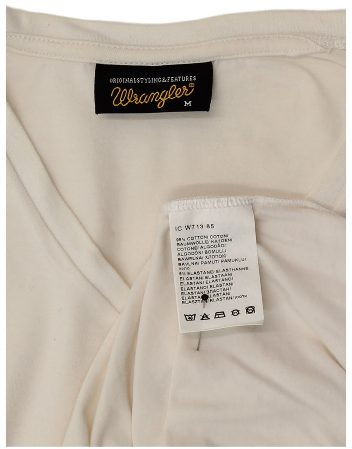 Wrangler Womens Top Long Sleeve UK 12 Medium White Cotton