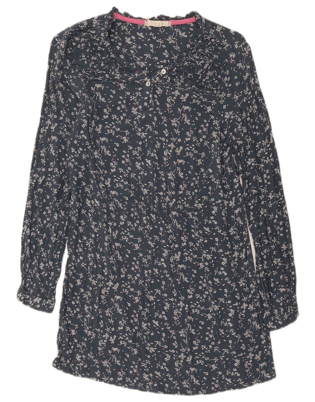 White Stuff Womens Long Sleeve Shift Dress UK 8 Small Navy Blue Floral