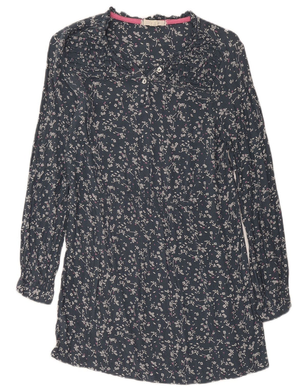 White Stuff Womens Long Sleeve Shift Dress UK 8 Small Navy Blue Floral