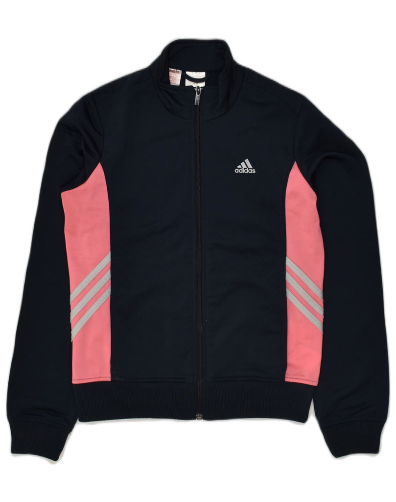 ADIDAS Girls Tracksuit Top Jacket 13-14 Years Navy Blue Colourblock | Vintage Adidas | Thrift | Second-Hand Adidas | Used Clothing | Messina Hembry 