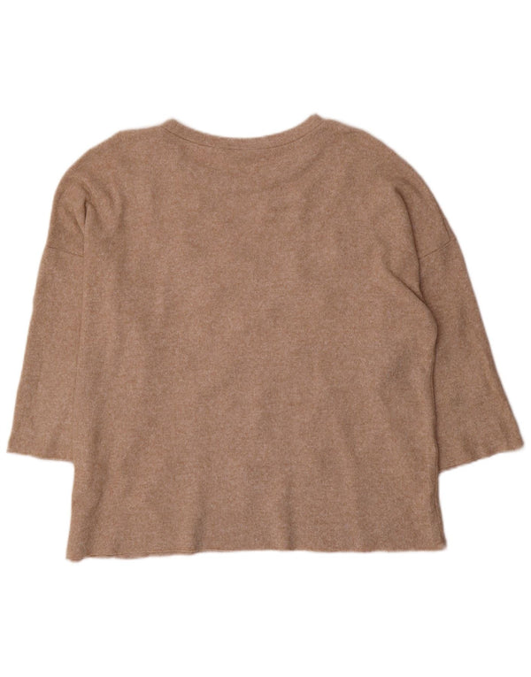 Zara Womens Trafaluc Boat Neck Jumper Sweater UK 14 Medium Brown Flecked