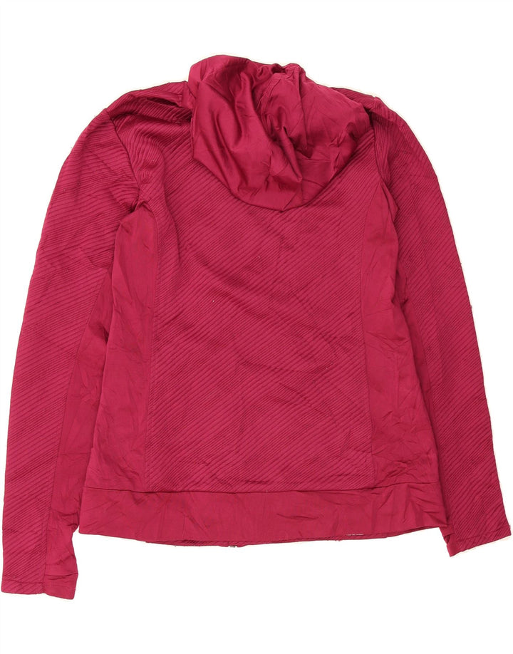 REEBOK Womens Zip Hoodie Sweater UK 12 Medium Burgundy Striped Polyester Vintage Reebok and Second-Hand Reebok from Messina Hembry 
