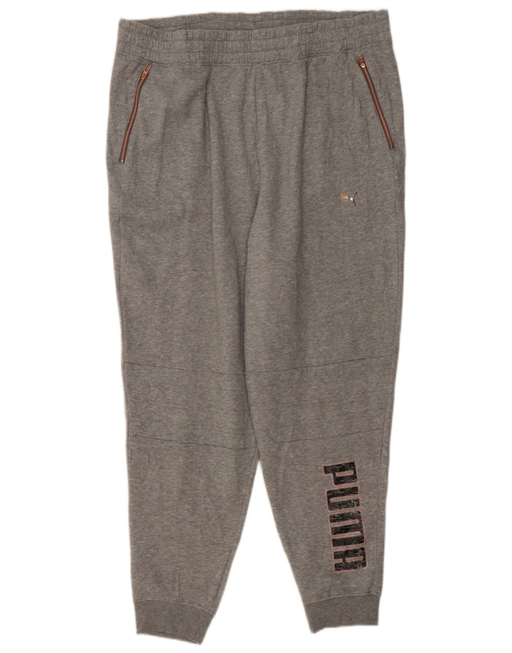 Puma Womens Graphic Tracksuit Trousers Joggers XL  Grey Polyester