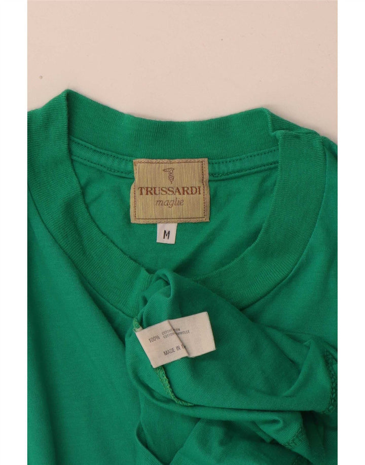 Trussardi Mens Graphic T-Shirt Top Medium Green Cotton
