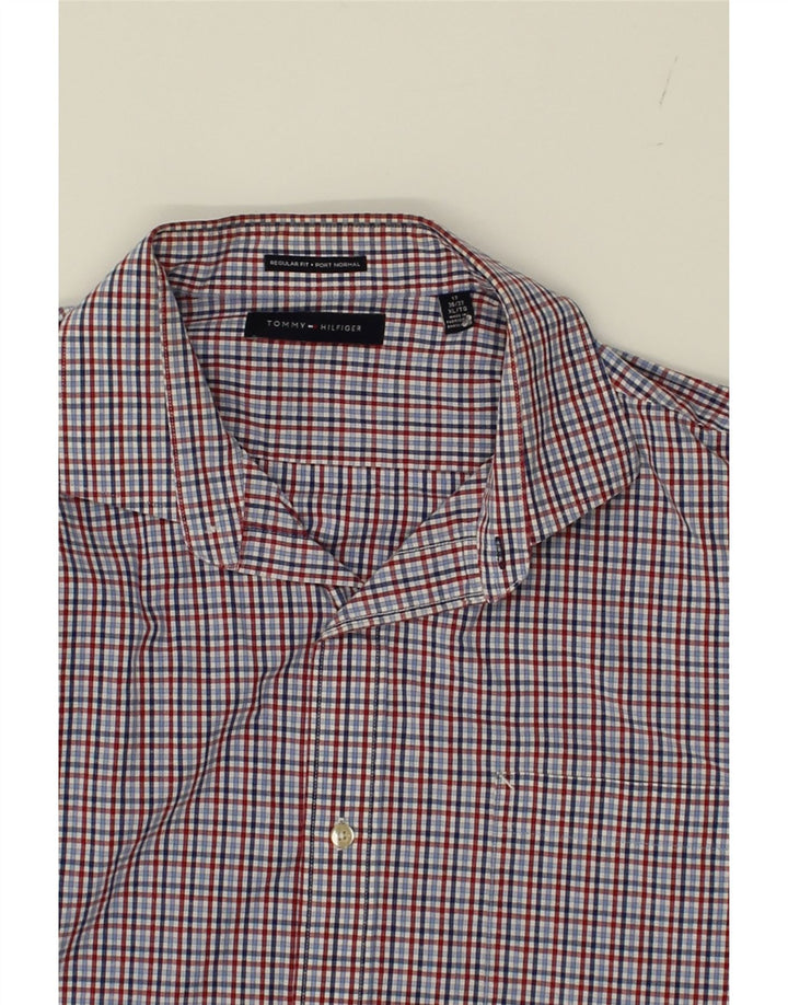 TOMMY HILFIGER Mens Port normal Regular Fit Shirt Size 17 XL Blue Check Vintage Tommy Hilfiger and Second-Hand Tommy Hilfiger from Messina Hembry 
