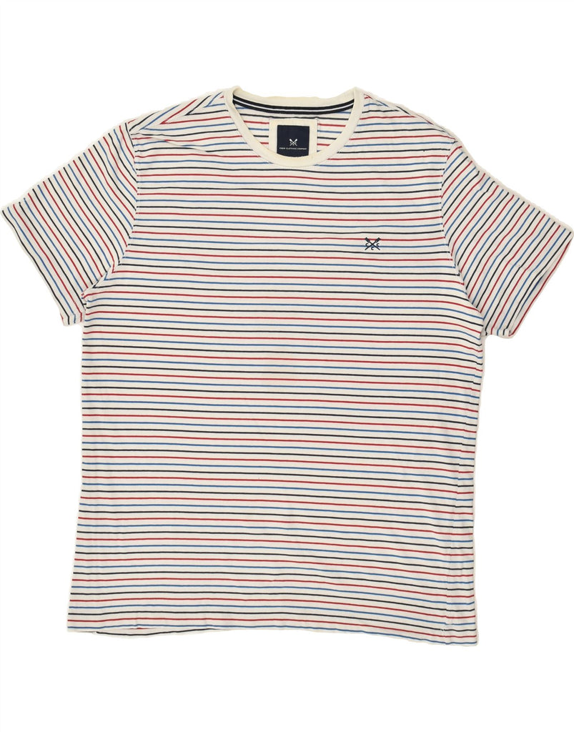 CREW CLOTHING Mens T-Shirt Top Large Multicoloured Striped Cotton | Vintage Crew Clothing | Thrift | Second-Hand Crew Clothing | Used Clothing | Messina Hembry 