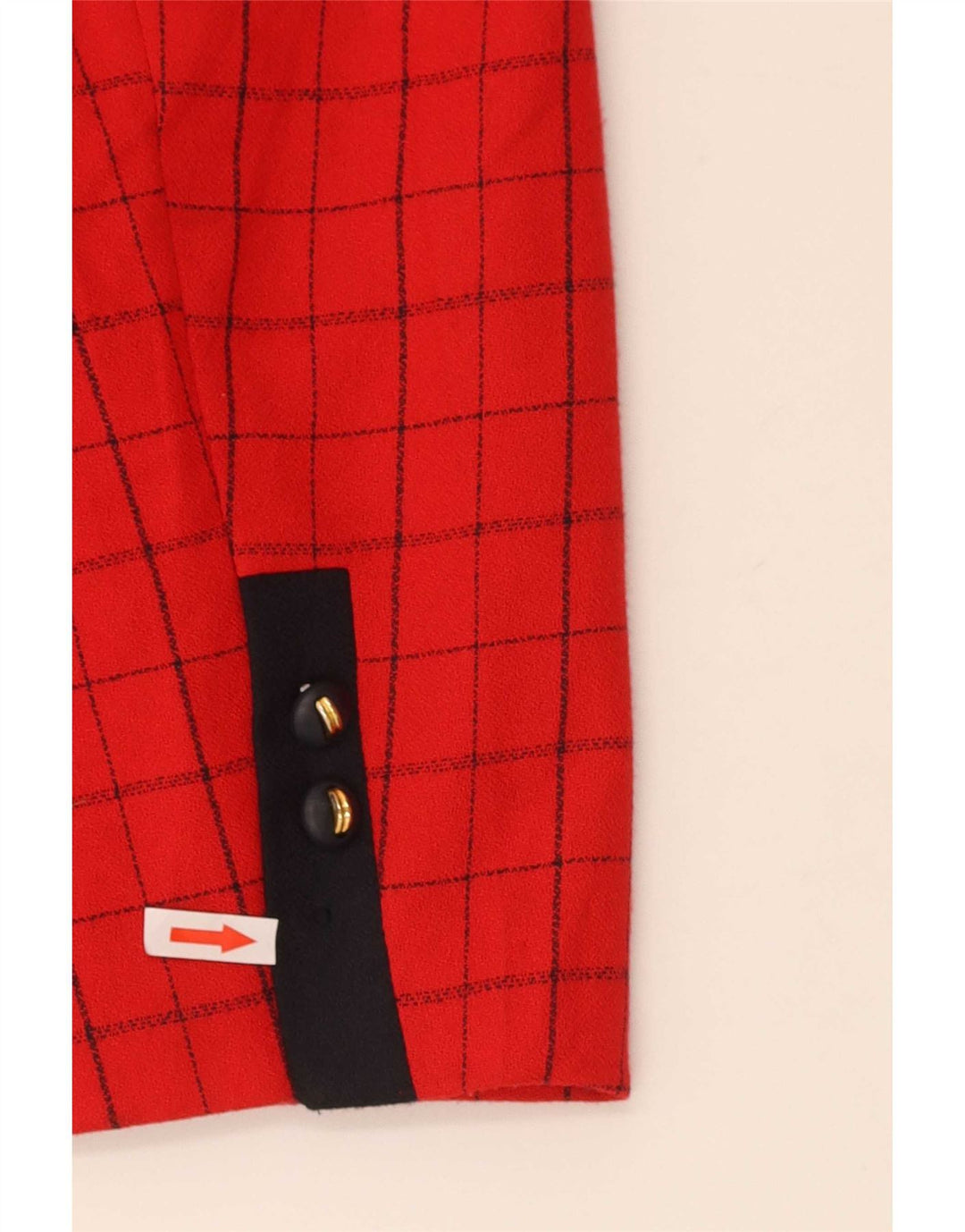 Vintage Womens 4 Button Blazer Jacket US 12 Large Red Check Polyester