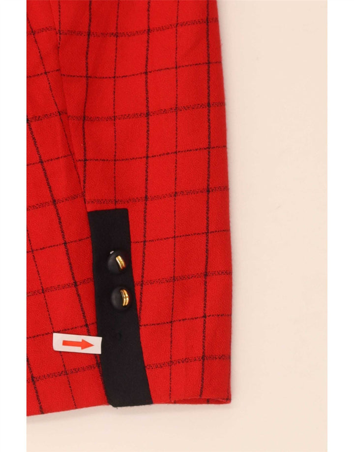 Vintage Womens 4 Button Blazer Jacket US 12 Large Red Check Polyester