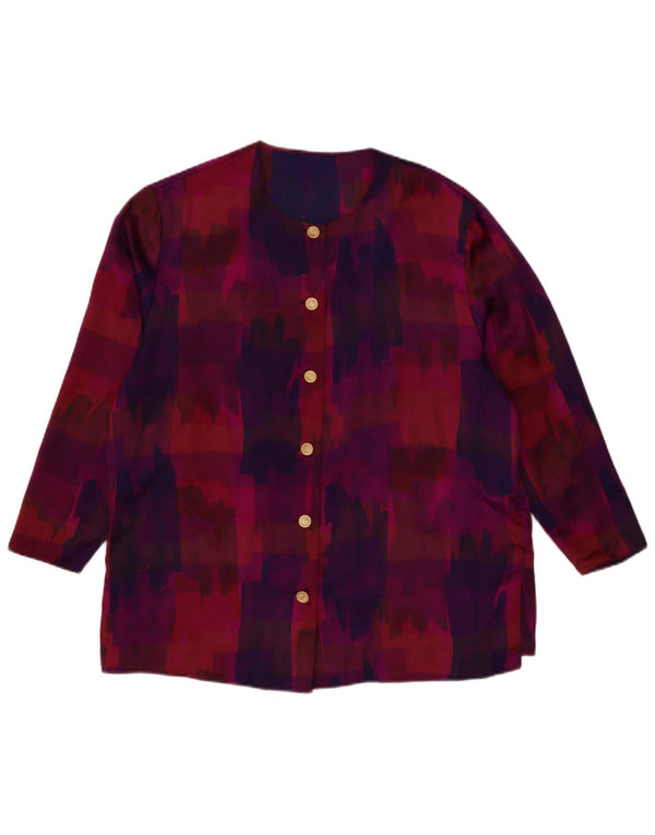 VINTAGE Womens Abstract Pattern 3/4 Sleeve Shirt Blouse UK 18 XL Purple