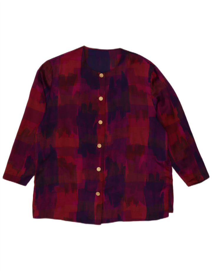 VINTAGE Womens Abstract Pattern 3/4 Sleeve Shirt Blouse UK 18 XL Purple