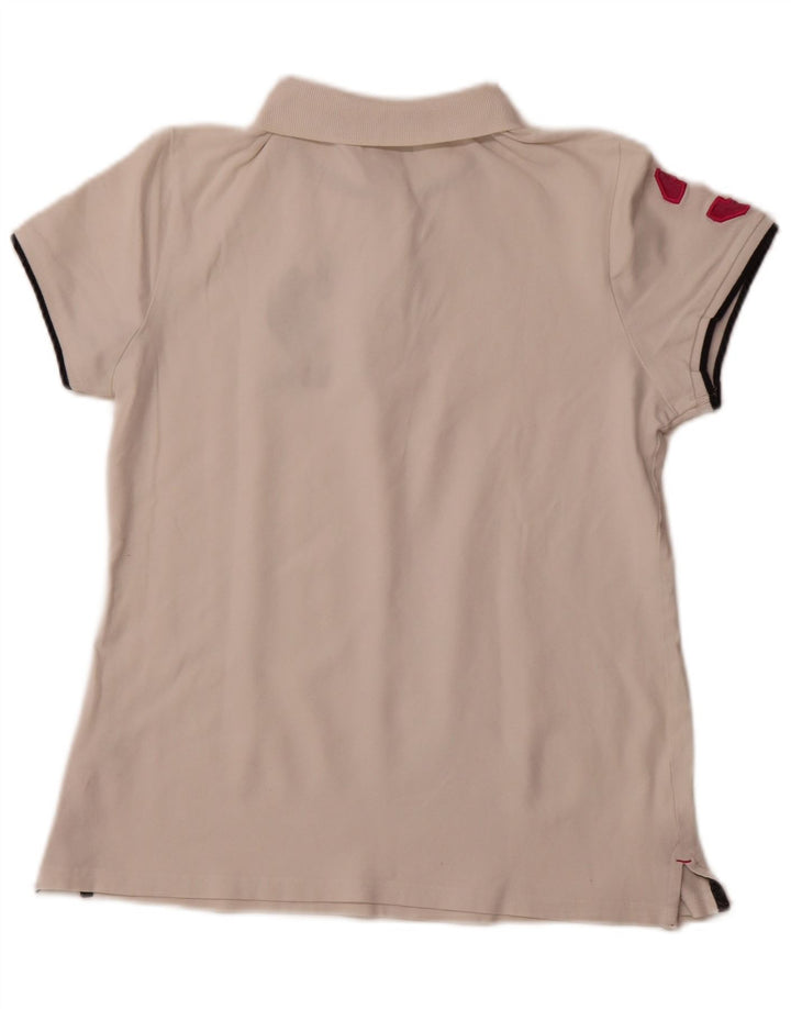 US POLO ASSN Womens Graphic Polo Shirt UK 18 XL White Cotton