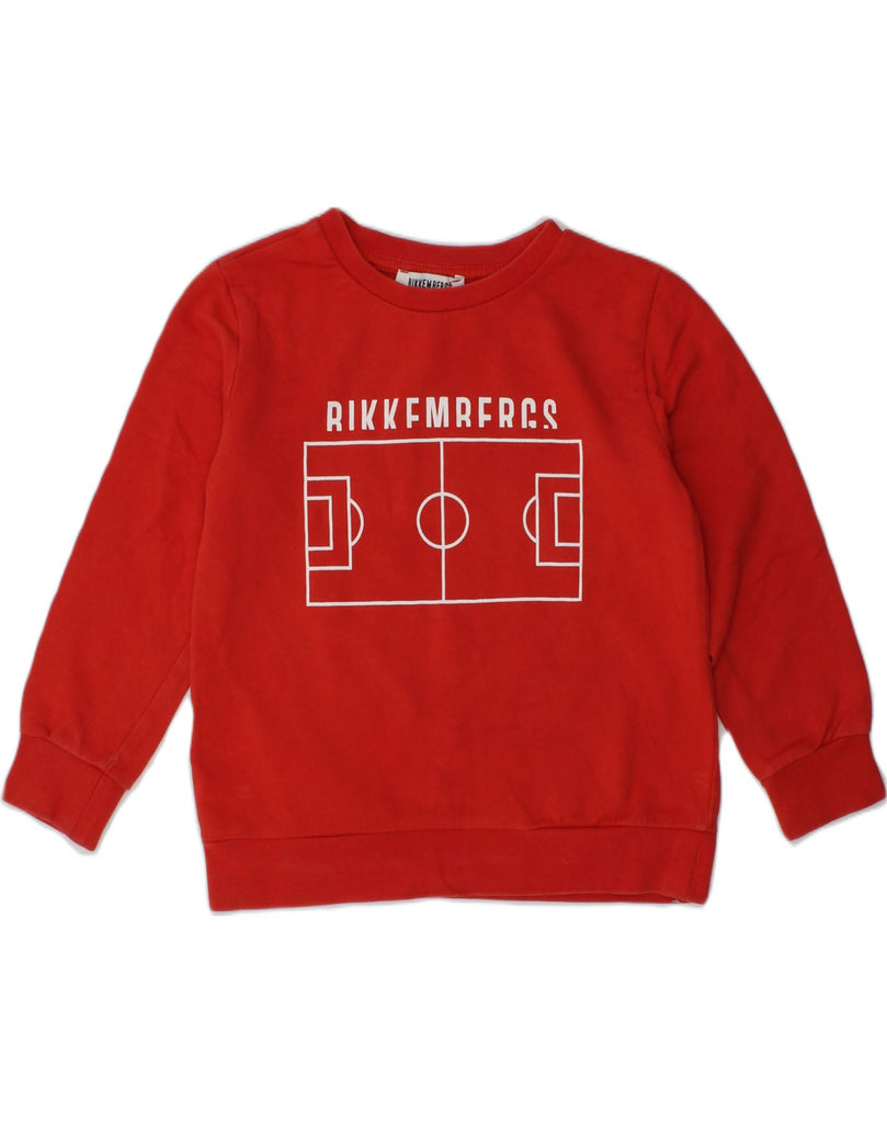 BIKKEMBERGS Boys Graphic Sweatshirt Jumper 2-3 Years Red Cotton | Vintage Bikkembergs | Thrift | Second-Hand Bikkembergs | Used Clothing | Messina Hembry 