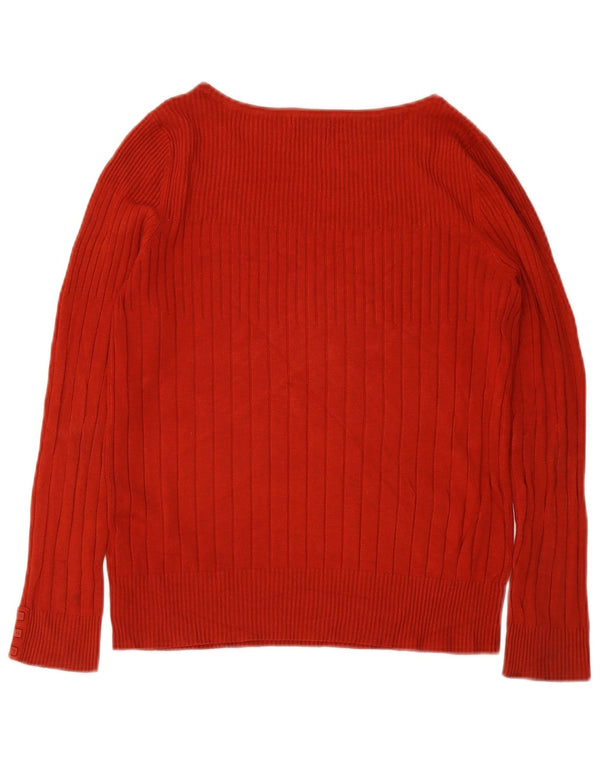 Marks & Spencer Womens Boat Neck Jumper Sweater UK 16 Large Red Viscose