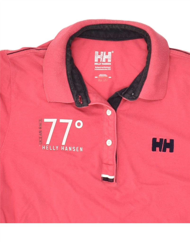 HELLY HANSEN Womens Polo Shirt UK 12 Medium Pink Cotton | Vintage Helly Hansen | Thrift | Second-Hand Helly Hansen | Used Clothing | Messina Hembry 