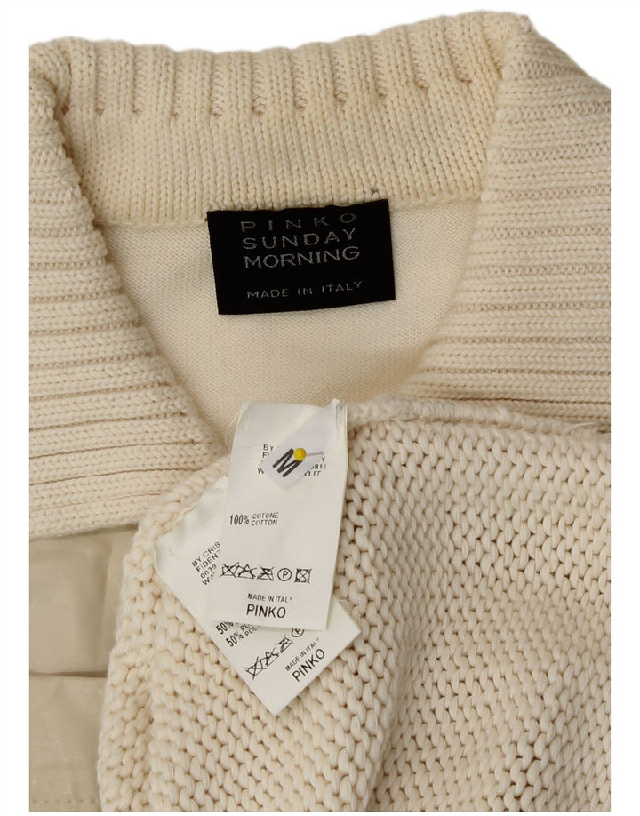 Pinko Womens Cardigan Sweater UK 14 Medium Off White Cotton