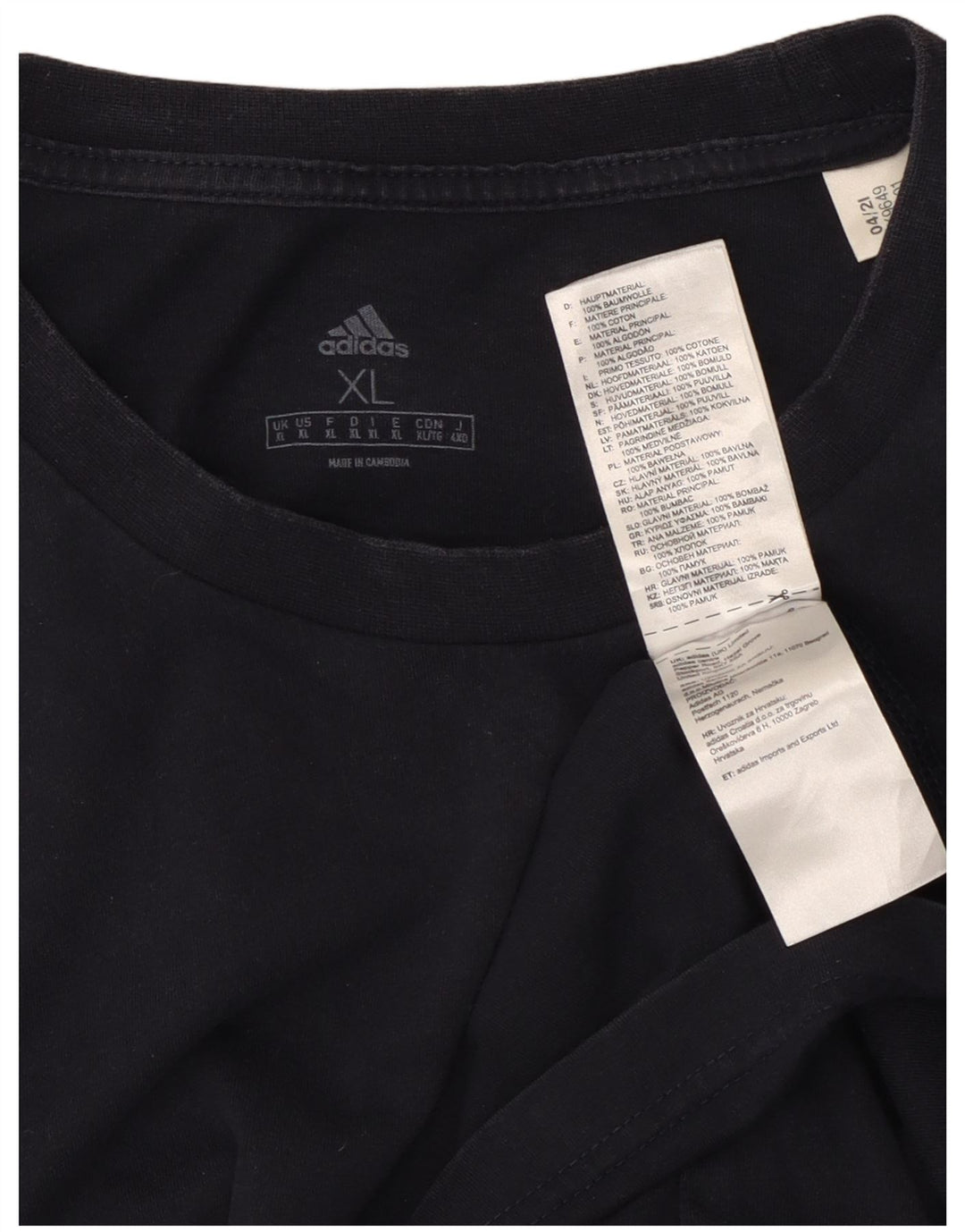 Adidas Mens T-Shirt Top XL Navy Blue Cotton
