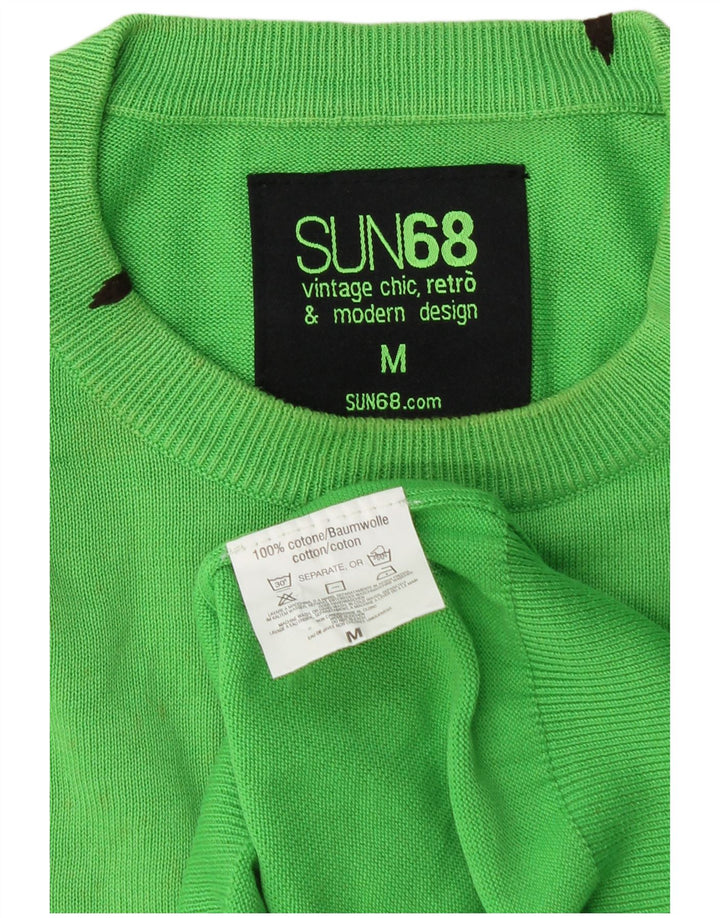 Sun68 Mens Crew Neck Jumper Sweater Medium Green Cotton